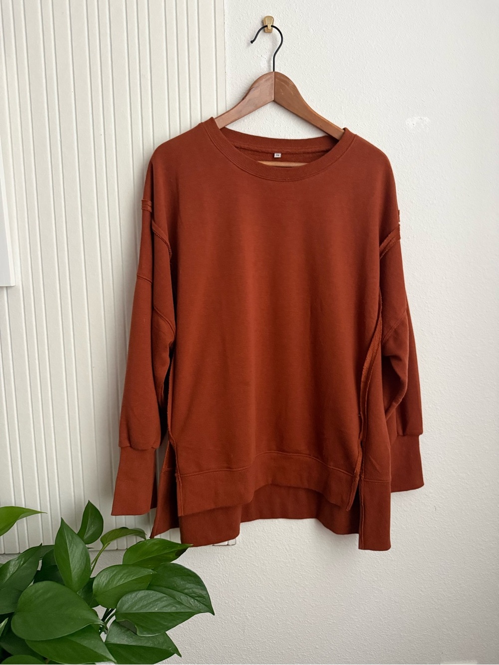 Terracotta Brown Oversized Crewneck Sweatshirt
